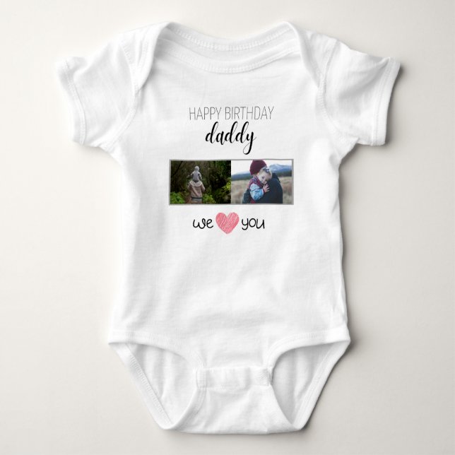HAPPY BIRTHDAY DADDY CUSTOM PHOTO AND TEXT BABY BODYSUIT (Front)