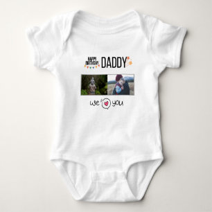 HAPPY BIRTHDAY DADDY CUSTOM PHOTO AND TEXT BABY BODYSUIT