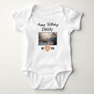 HAPPY BIRTHDAY DADDY CUSTOM TEXT AND PHOTO BABY BODYSUIT