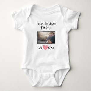 HAPPY BIRTHDAY DADDY CUSTOM TEXT AND PHOTO BABY BODYSUIT