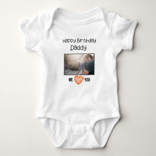 HAPPY BIRTHDAY DADDY CUSTOM TEXT AND PHOTO BABY BODYSUIT