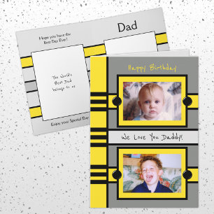 Happy Birthday Daddy gray yellow photo love you Card
