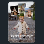 Happy Birthday Daddy Photo Collage  Magnet<br><div class="desc">Birthday magnet printed with four of your own photos in a collage. As an overlay,  a quirky font white saying happy birthday and,  beneath,  you can add whose birthday it is. Perfect for parents and grandparents' birthdays.</div>