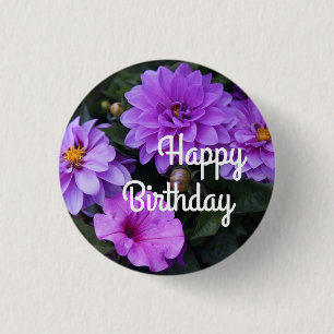 Happy Birthday Dahlia Lilac & Petunia #1-3 Button