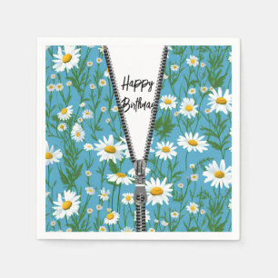 Happy Birthday Daisies with Zipper Napkin