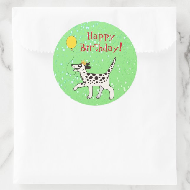 Happy birthday Dalmatian Classic Round Sticker (Bag)
