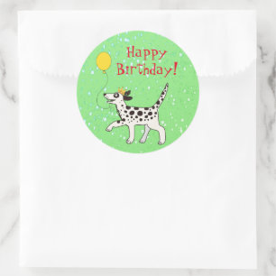 Happy birthday Dalmatian Classic Round Sticker