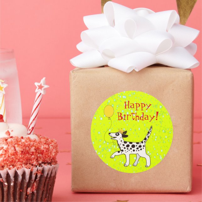 Happy birthday Dalmatian Classic Round Sticker (Party)