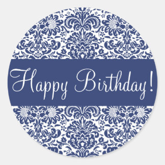 Happy Birthday Damask Envelope Sticker Seal