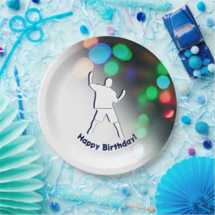 Happy Birthday Dance Party Lights Paper Plate