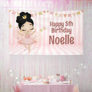 Happy Birthday! Dancing Princess Ballerina w/Tiara Banner
