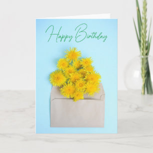 Happy Birthday   Dandelions in Envelope Card