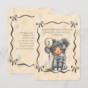 Happy Birthday Darling Daughter Turning 1 Invitation
