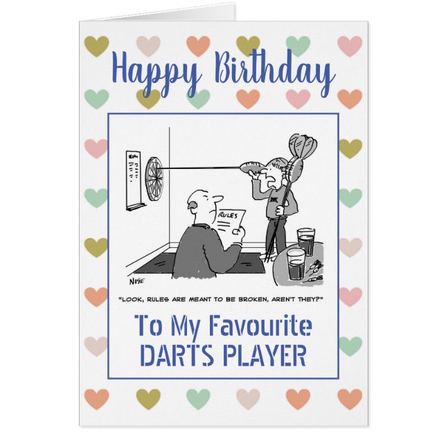 Happy Birthday Darts Player (Front)