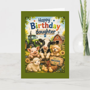 Happy Birthday Daughter Farm Animals Card