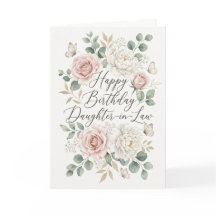 Happy Birthday Daughter-in-Law Elegant Floral Gree