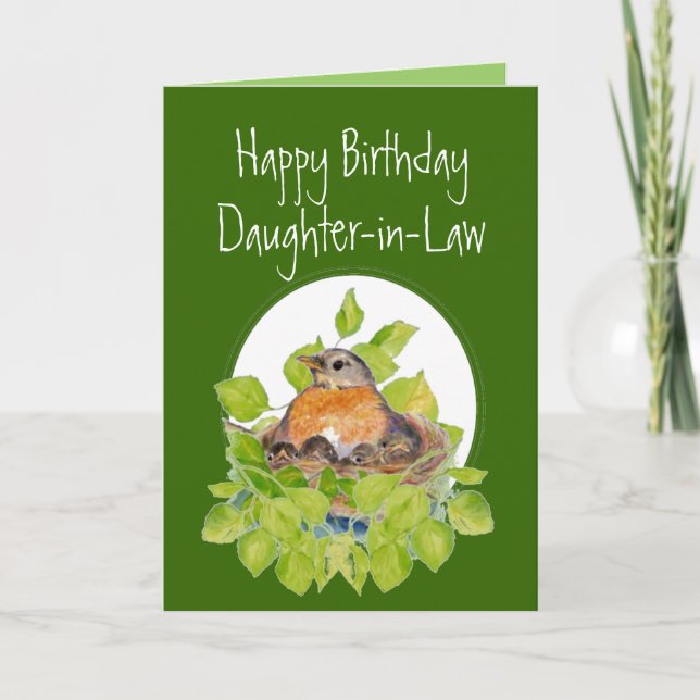 Happy Birthday Daughter-in-Law Robin on Nest Card (Front)