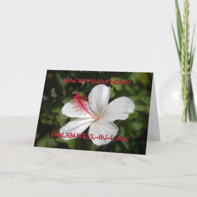 Happy Birthday Daughter-in-Law White Hibiscus Card (Front)