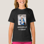 Happy Birthday Daughter Name And Photo Black T-Shirt<br><div class="desc">Add your daughters photo to this black birthday t-shirt. Featuring fun white text on a black background. Change the text and photo by clicking on the personalise button.</div>