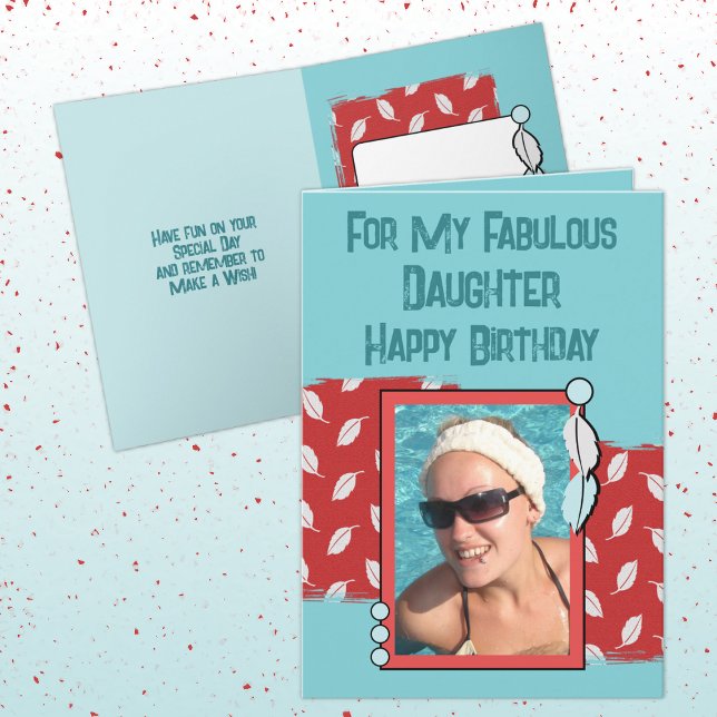 Happy Birthday daughter photo green red Card (Creator Uploaded)