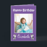 Happy Birthday Daughter Photo Purple Holiday Card<br><div class="desc">Happy birthday your lovely daughter.  This greeting card features your personalised photo on a purple background  with cute zebras. There is a warm message inside.  Order yours today!


Photography © Storytree Studios,  Stanford,  CA
Clipart: AMB illustrations
https://www.etsy.com/shop/AMBillustrations</div>