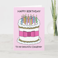 Happy Birthday Daughter Pretty Cake and Candles