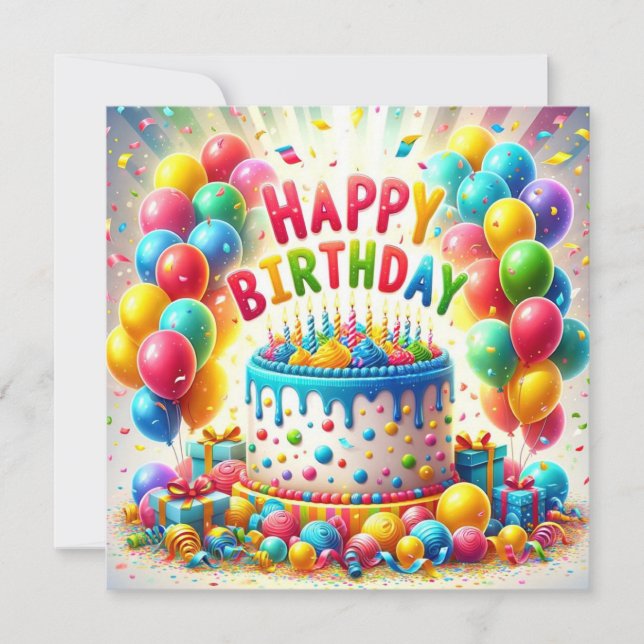 Happy Birthday Day Cake Card (Front)