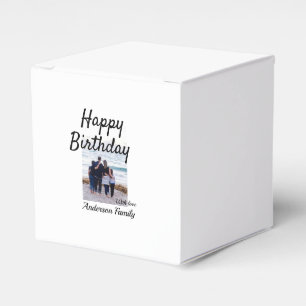 Happy birthday day photo family name elegant class favour box