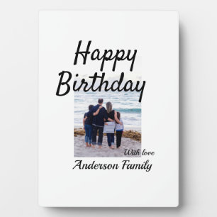 Happy birthday day photo family name elegant class plaque