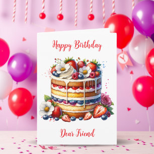 Happy Birthday Dear Friend Birthday Cake Color Me Card