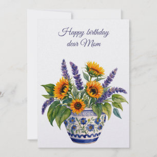 Happy birthday dear Mom & bouquet of flowers Holid Holiday Card