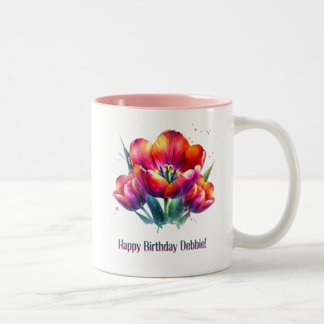 Happy Birthday Debbie Two-Tone Coffee Mug (Right)