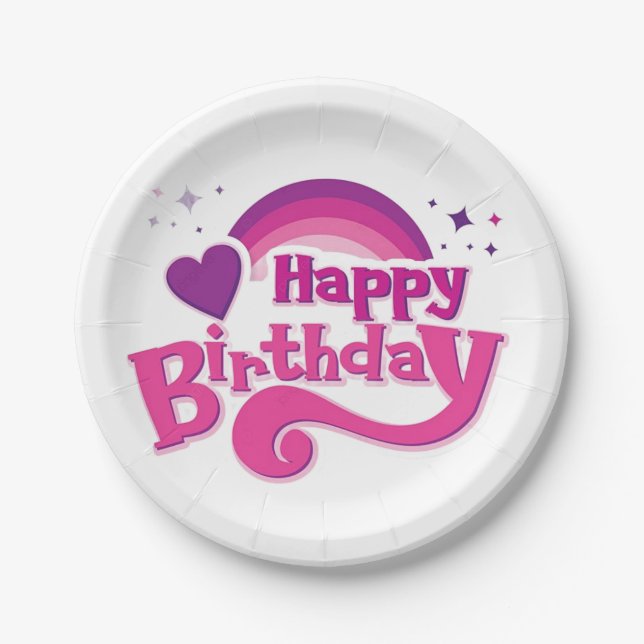 Happy Birthday Decorative Party Plate (Front)