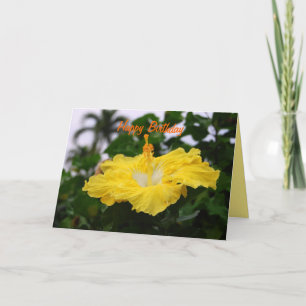 Happy Birthday Deep Yellow Hibiscus Card