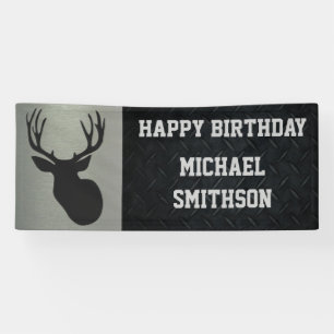 Happy Birthday Deer Hunting Men's Buck Antlers Banner