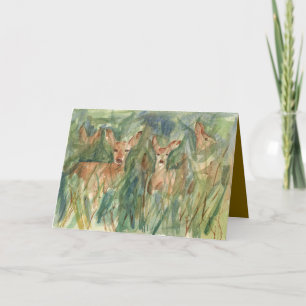 Happy Birthday Deer Wildlife Trees Watercolor Card