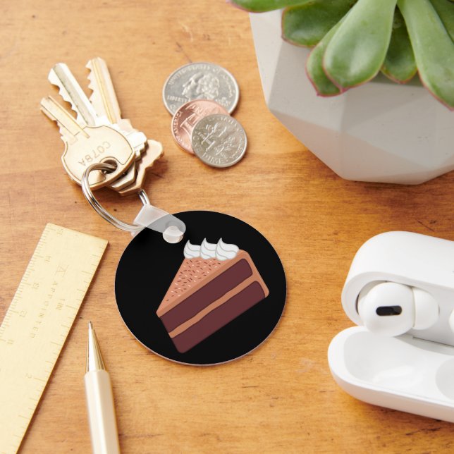 Happy Birthday Delicious Chocolate Cake Key Ring (Desk)