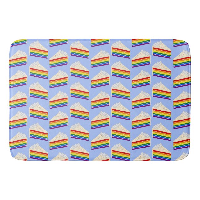 Happy Birthday Delicious Rainbow Vanilla Cake Bath Mat (Front)