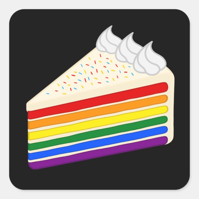 Happy Birthday Delicious Rainbow Vanilla Cake Square Sticker (Front)
