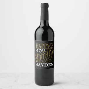 Happy Birthday design, decorative vintage style. Wine Label