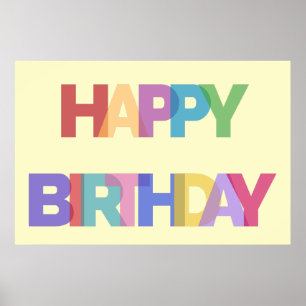 Happy Birthday Design in Cheerful Colours Poster