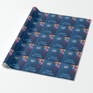 Happy Birthday design with balloons and confetti Wrapping Paper