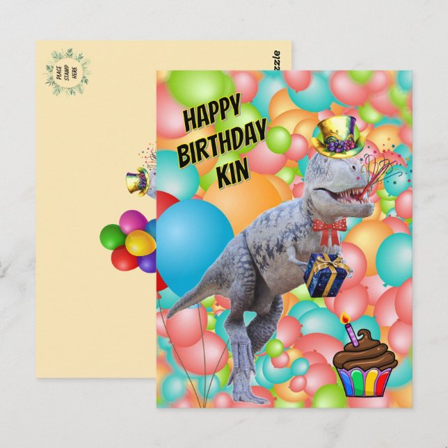 Happy Birthday Dinosaur! (Personalise Text) Postcard (Front/Back)