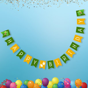Happy Birthday Dinosaur T-Rex Green Yellow Party Bunting