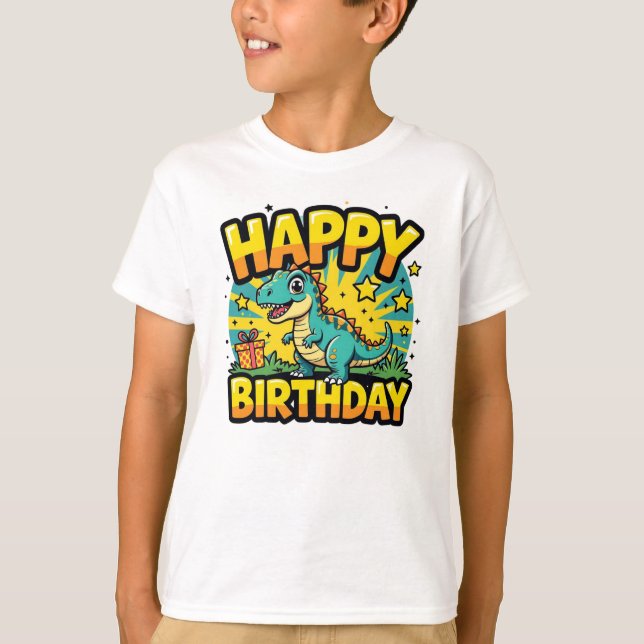 Happy Birthday Dinosaur T-Shirt (Front)
