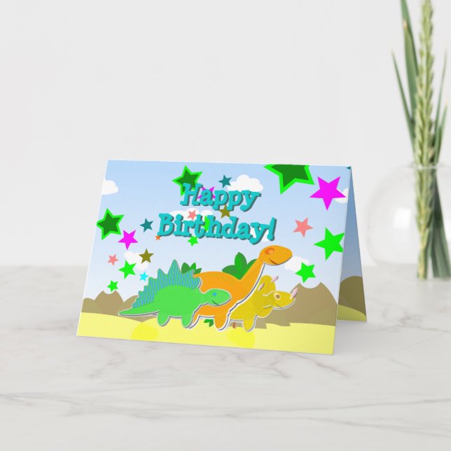 Happy Birthday Dinosaurs Card (Front)