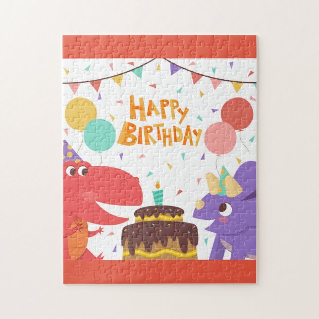 Happy Birthday Dinosaurs Jigsaw Puzzle (Vertical)