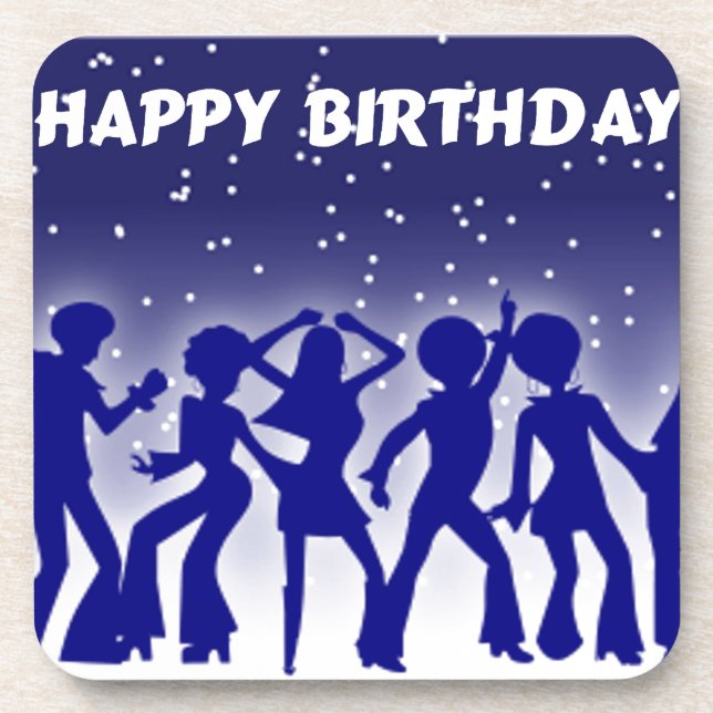 Happy Birthday Disco Dancers Coaster (Front)