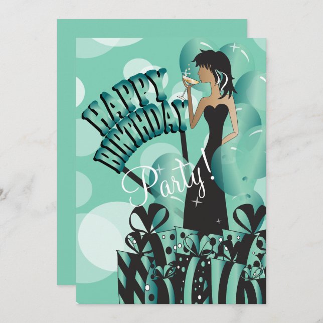 Happy Birthday Diva Girl | DIY Name | Jade Invitation (Front/Back)