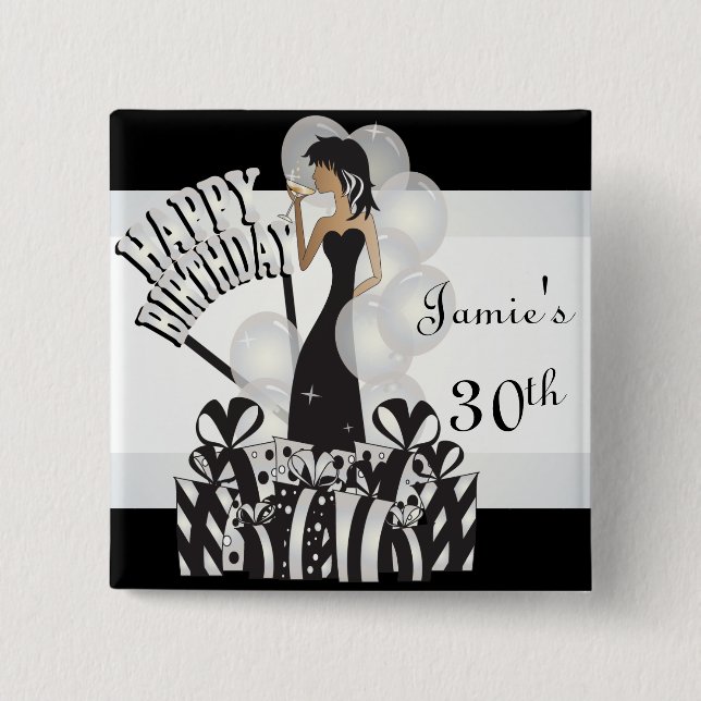 Happy Birthday Diva Girl | DIY Name | White 15 Cm Square Badge (Front)